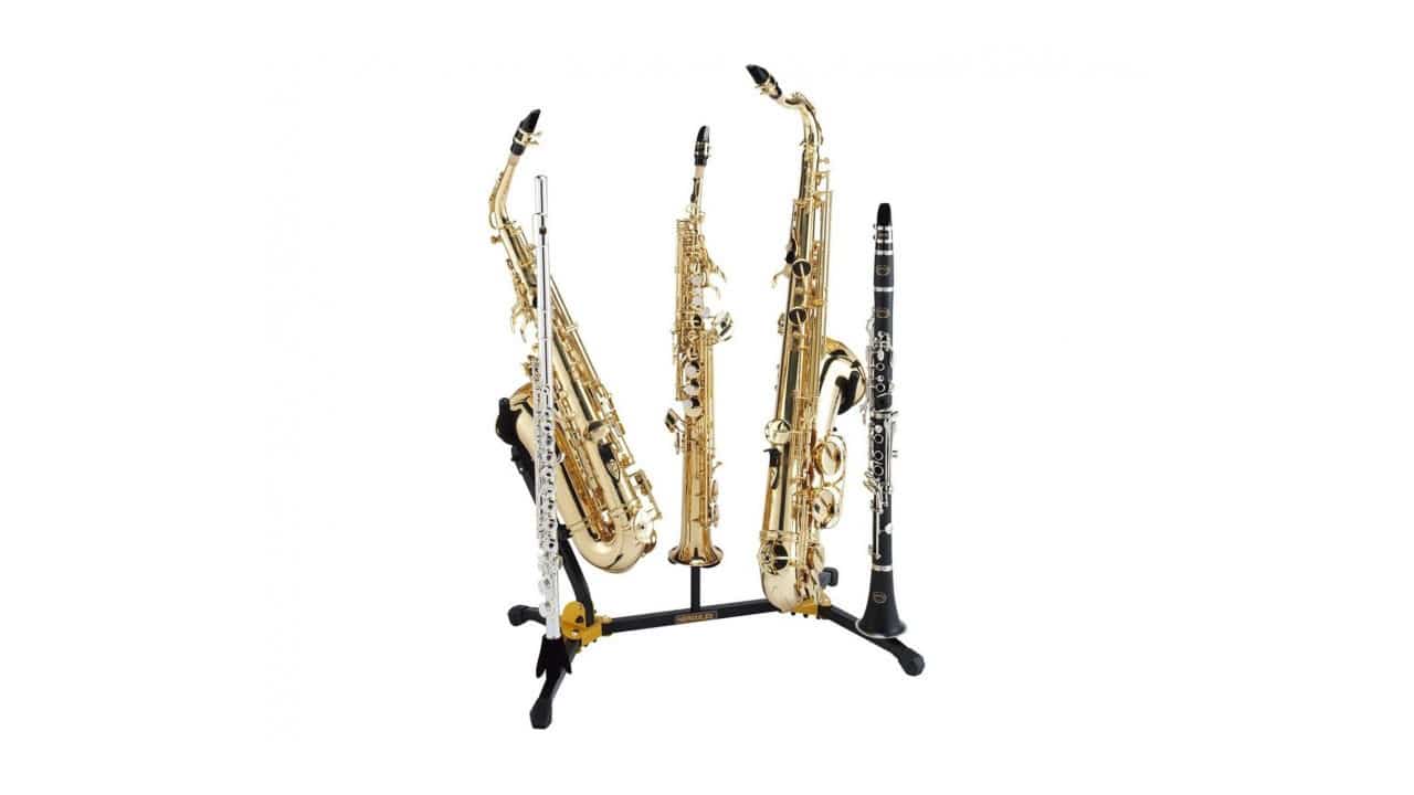 Soporte Hercules DS-538B 2 Saxos alto/tenor + Saxo soprano + Flauta + Clarinete - Imagen 2