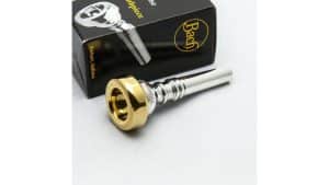 Boquilla Bach plateada con anillo dorado para Flugelhorn
