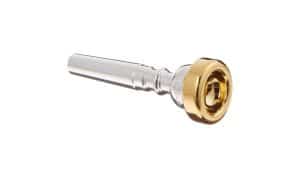 Silver Bach mouthpiece with a gold ring for trumpet